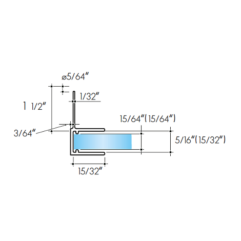 SEALING PROFILE 1 1/2", FRONT FACE, FOR GLASS PANEL