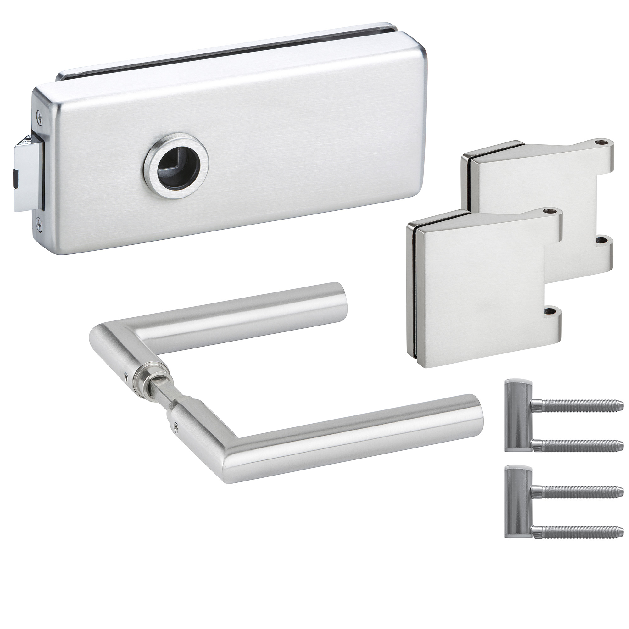 Glass door fitting set Alessia stainless steel non-lockable